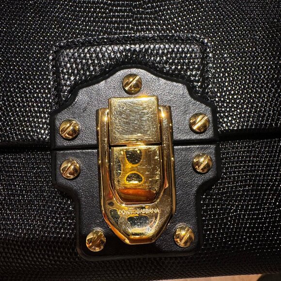 DOLCE AND GABBANA Lucia Embossed Leather Crossbody Bag in Black - Picture 5 of 9